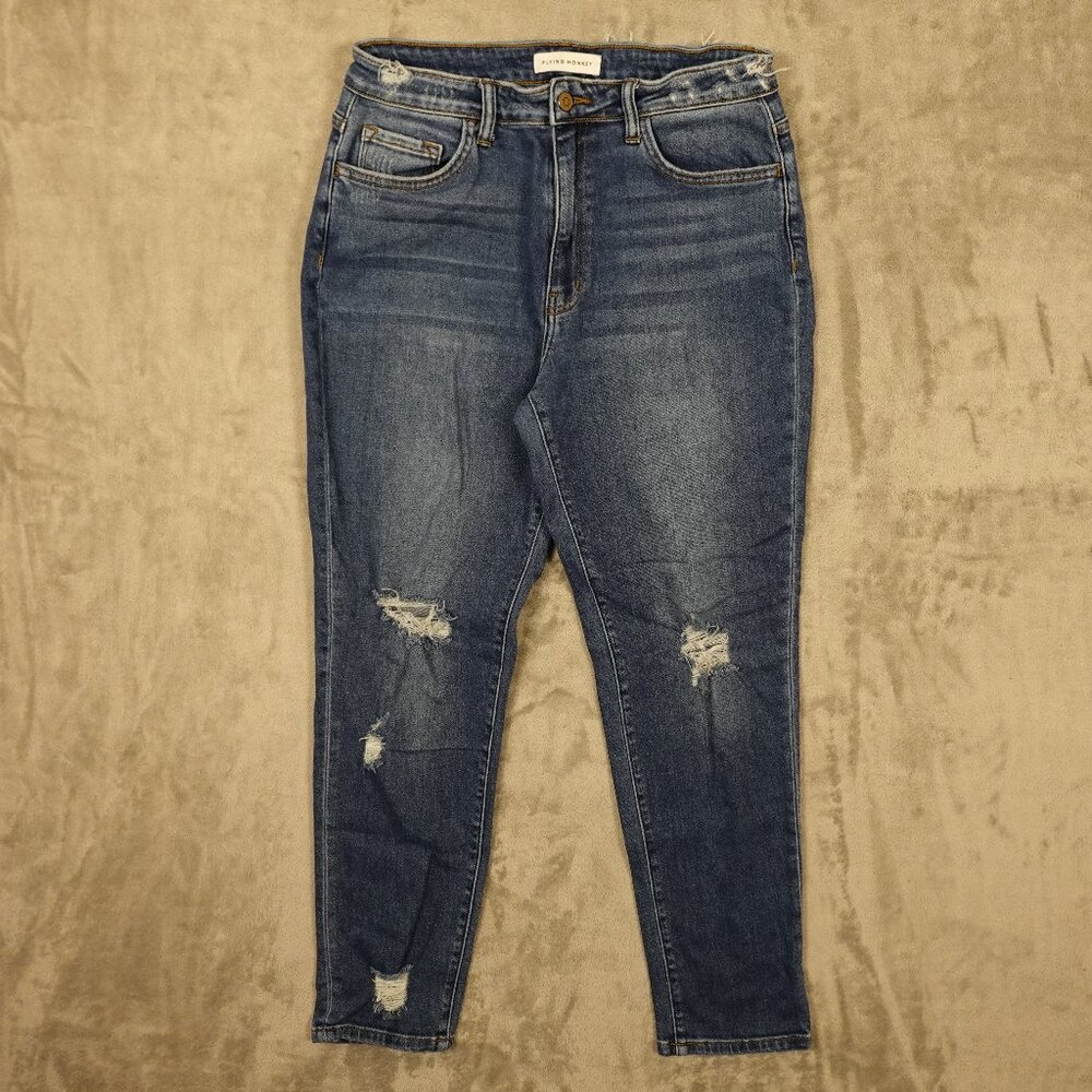 Flying Monkey‎ Jeans Distressed Skinny Women's Size 30 blue denim high rise